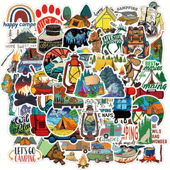 50pcs Outdoor Camping Sticker Waterproof Vinyl Sticker Pack for Teens