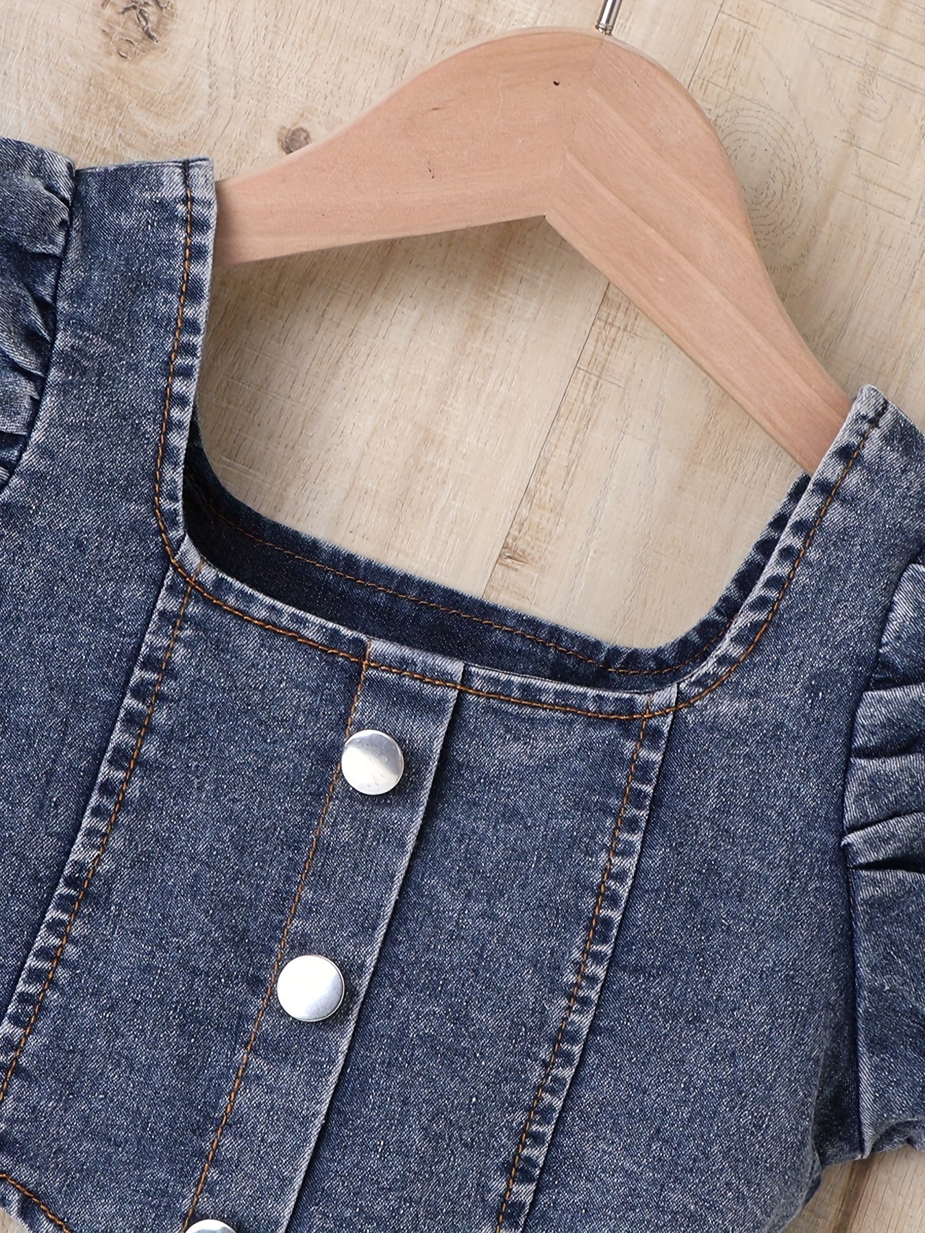 Y2K Denim Cropped Top & Shorts Set for Girls