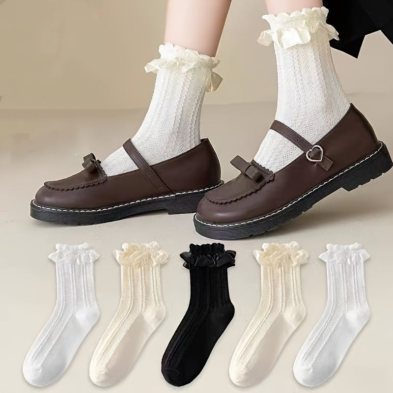 Ruffle Lolita Socks Comfy & Mid Tube Socks Women's Stockings