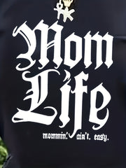 Mom Life Print 2pc Set Gothic Letter Print T Shirt & Shorts Women's Outfits