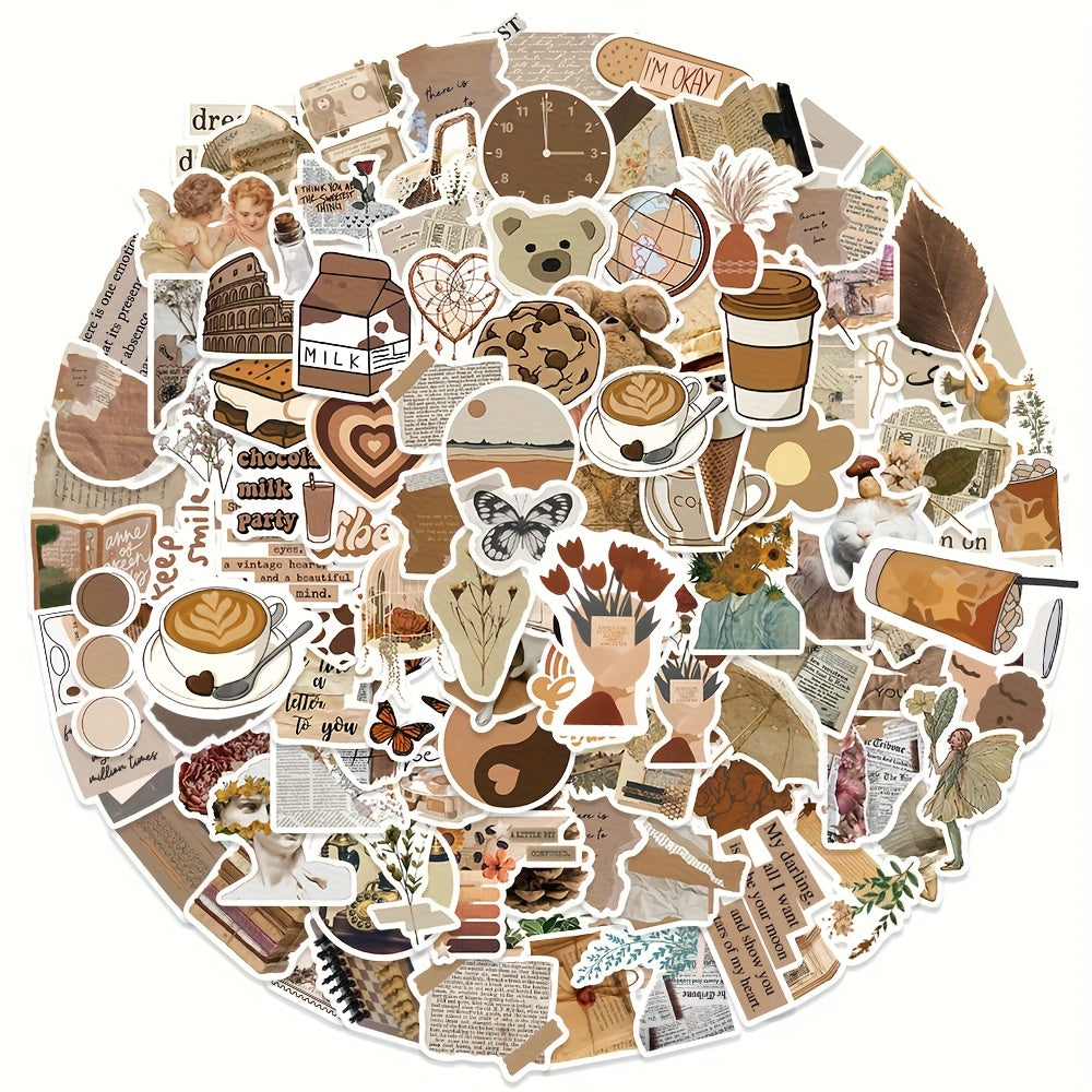 112pcs Vintage Art Cartoon Graffiti Stickers for Water Bottle Laptop Phone