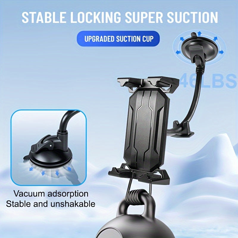 Car Phone Mount Tablet Holder Long Arm Gooseneck Suction Cup Mount