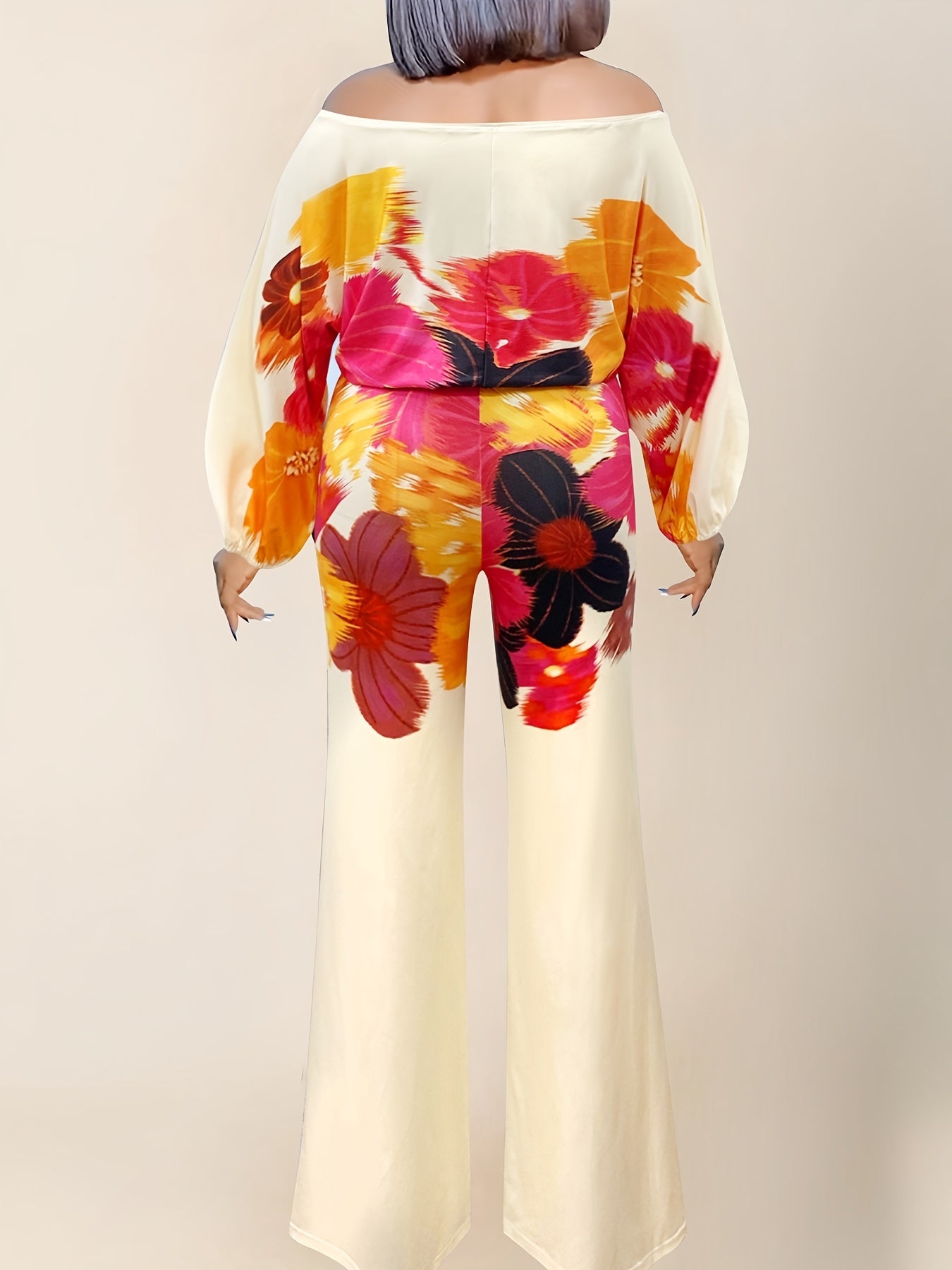 Colorblock Floral Off Shoulder Jumpsuit