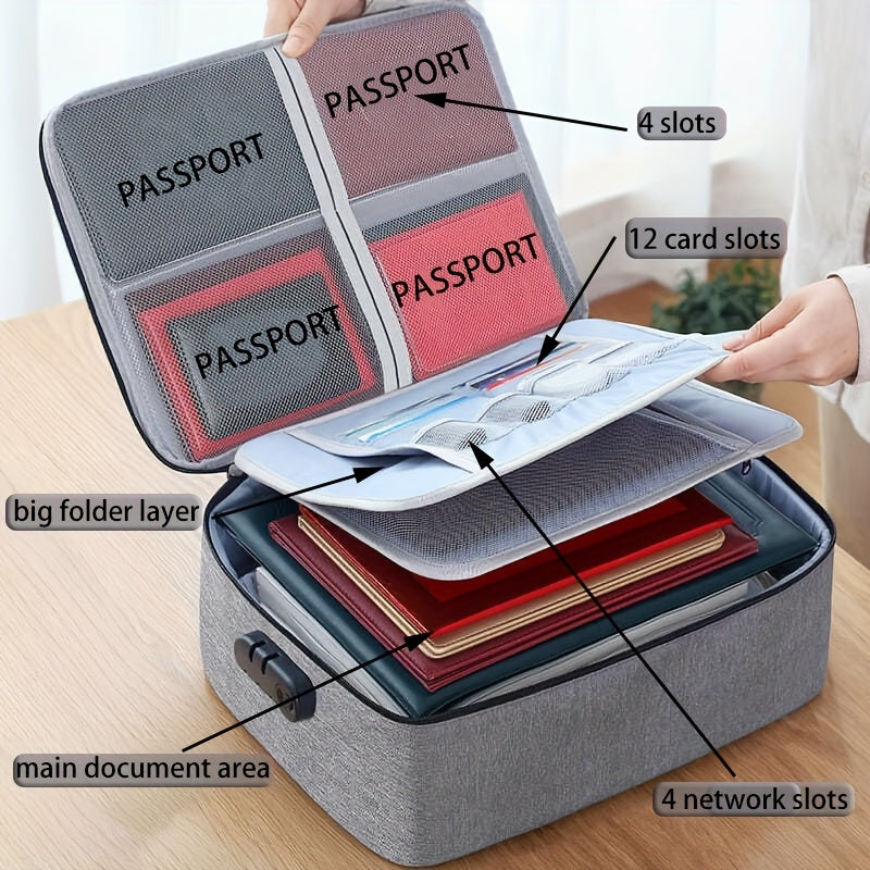 File Bag Lock 5-Layer File Storage Box Waterproof Zipper Security