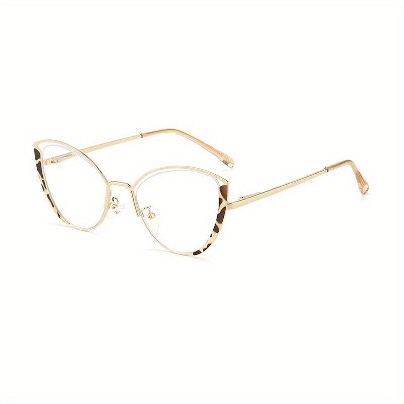 Cat Eye Clear Lens Metal Frame Glasses