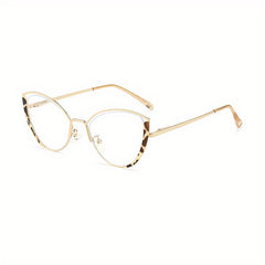 Cat Eye Clear Lens Metal Frame Glasses