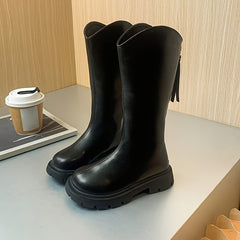 Casual Solid Zipper Boots for Girls Wear Resistant Non-Slip Boots