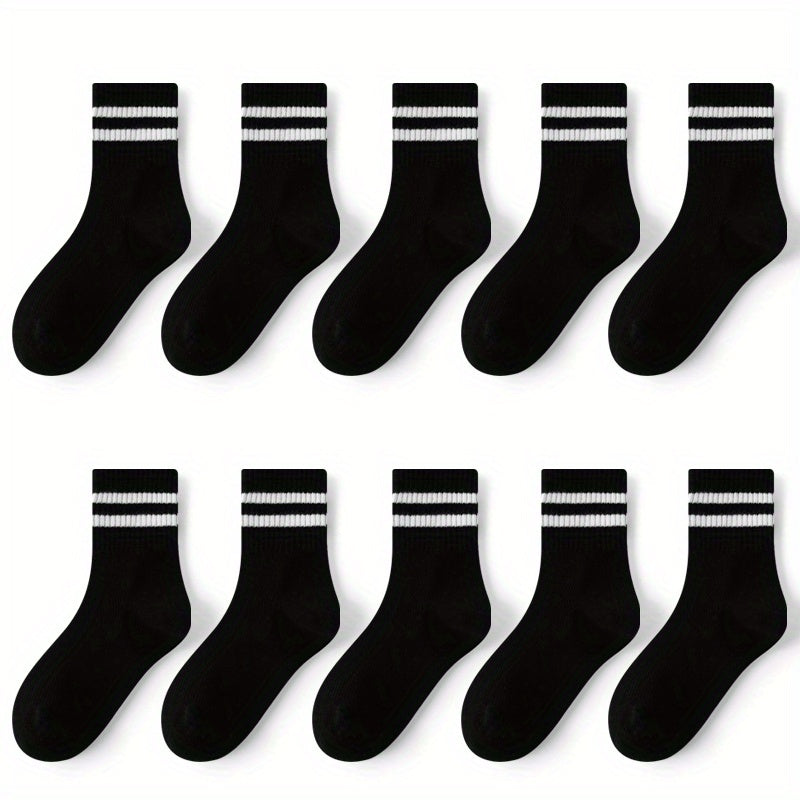 10 Pairs Boys Thin Crew Socks Spring Summer Autumn Casual Striped Kids Socks