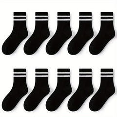 10 Pairs Boys Thin Crew Socks Spring Summer Autumn Casual Striped Kids Socks