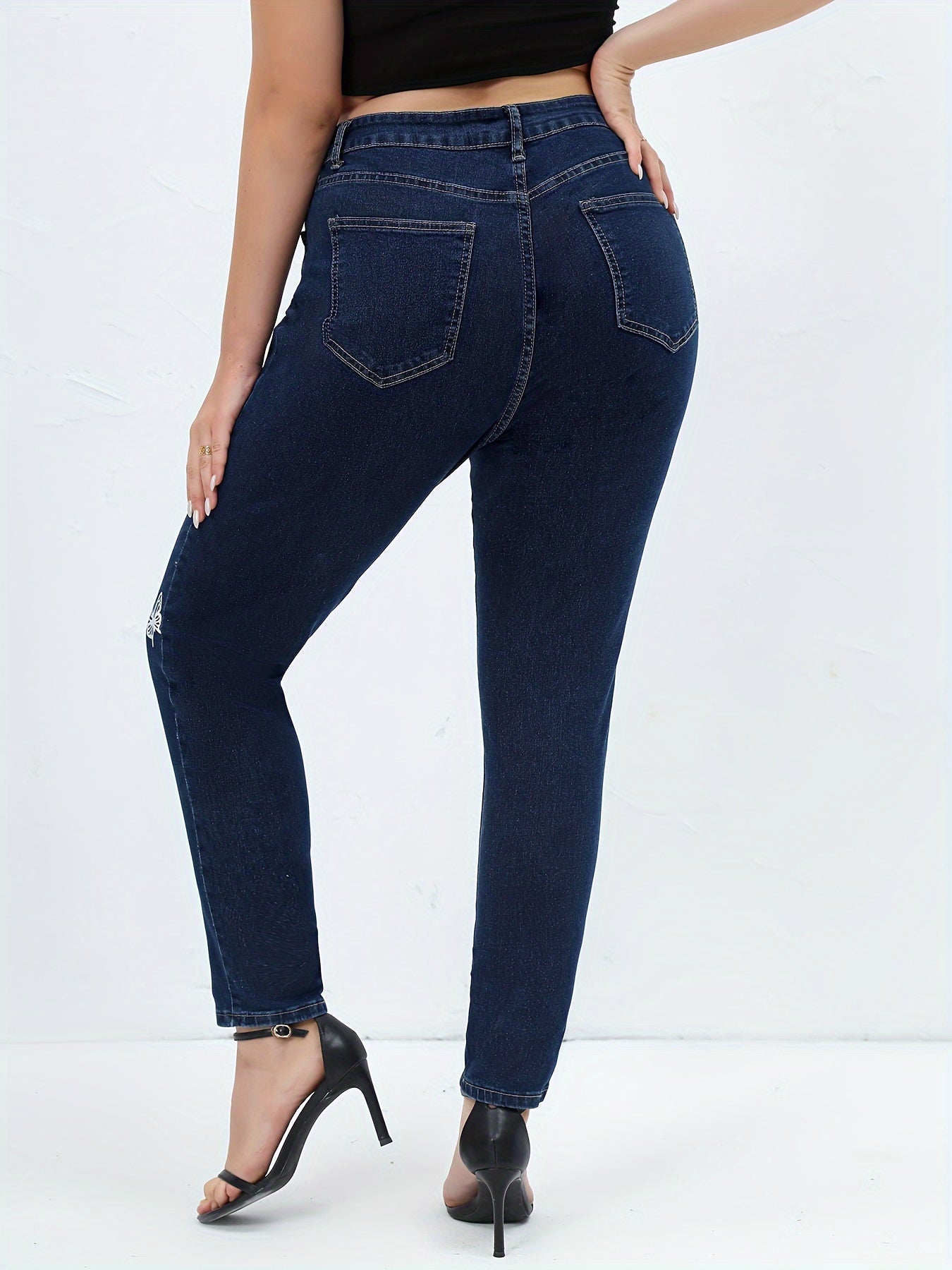 Butterfly Print High Rise Skinny Jeans