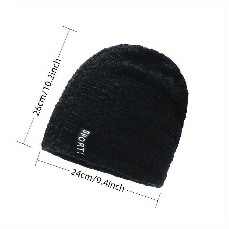 Winter Knitted Beanie Hat Velvet Lined Warm Slouchy Hats Skull Cap
