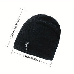 Winter Knitted Beanie Hat Velvet Lined Warm Slouchy Hats Skull Cap
