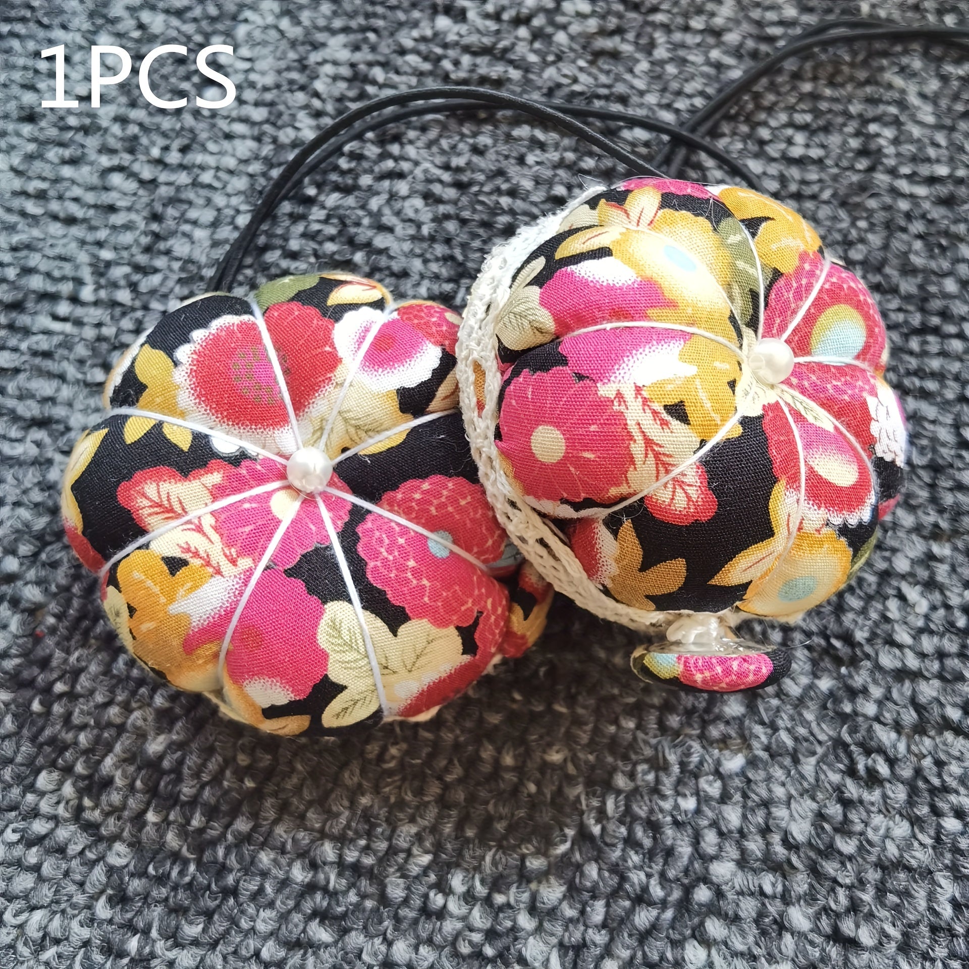 Pumpkin Shape Pin Cushion with Wrist Strap for Sewing DIY