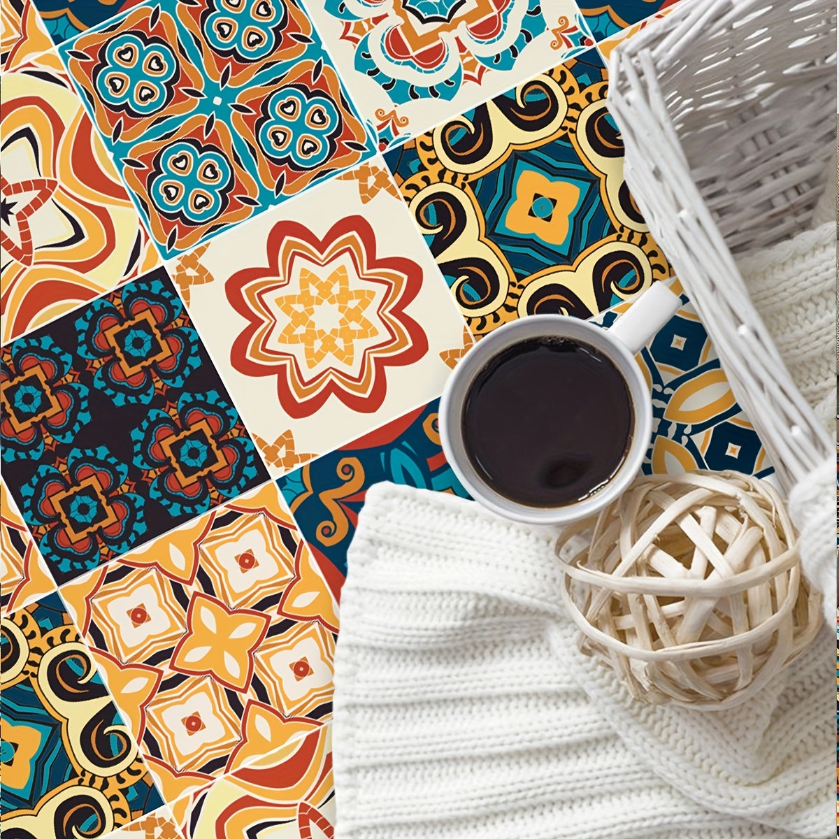 Mediterranean Retro Matte Tile Floor Sticker Vinyl Waterproof Decal PVC