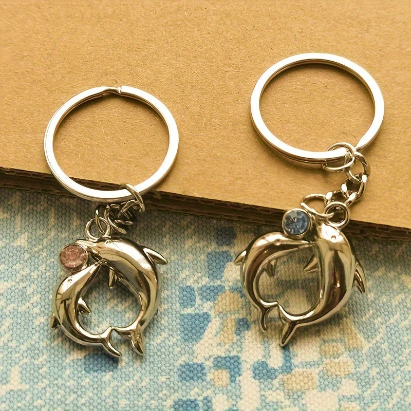 Cartoon Couple Dolphin Keychain Pendant Gift