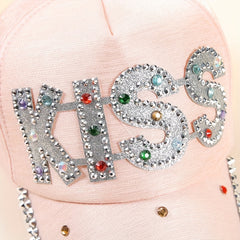 Pink Glitter KISS Patch Baseball Cap Y2K Dad Hat