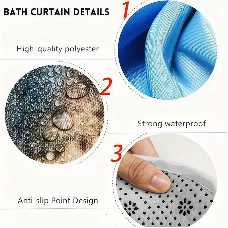 4pcs Personalized Art Women's Shower Curtain Set