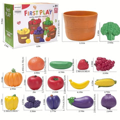 Farmer's Market Sorting Set Toy for Toddlers Pretend Play Food Set