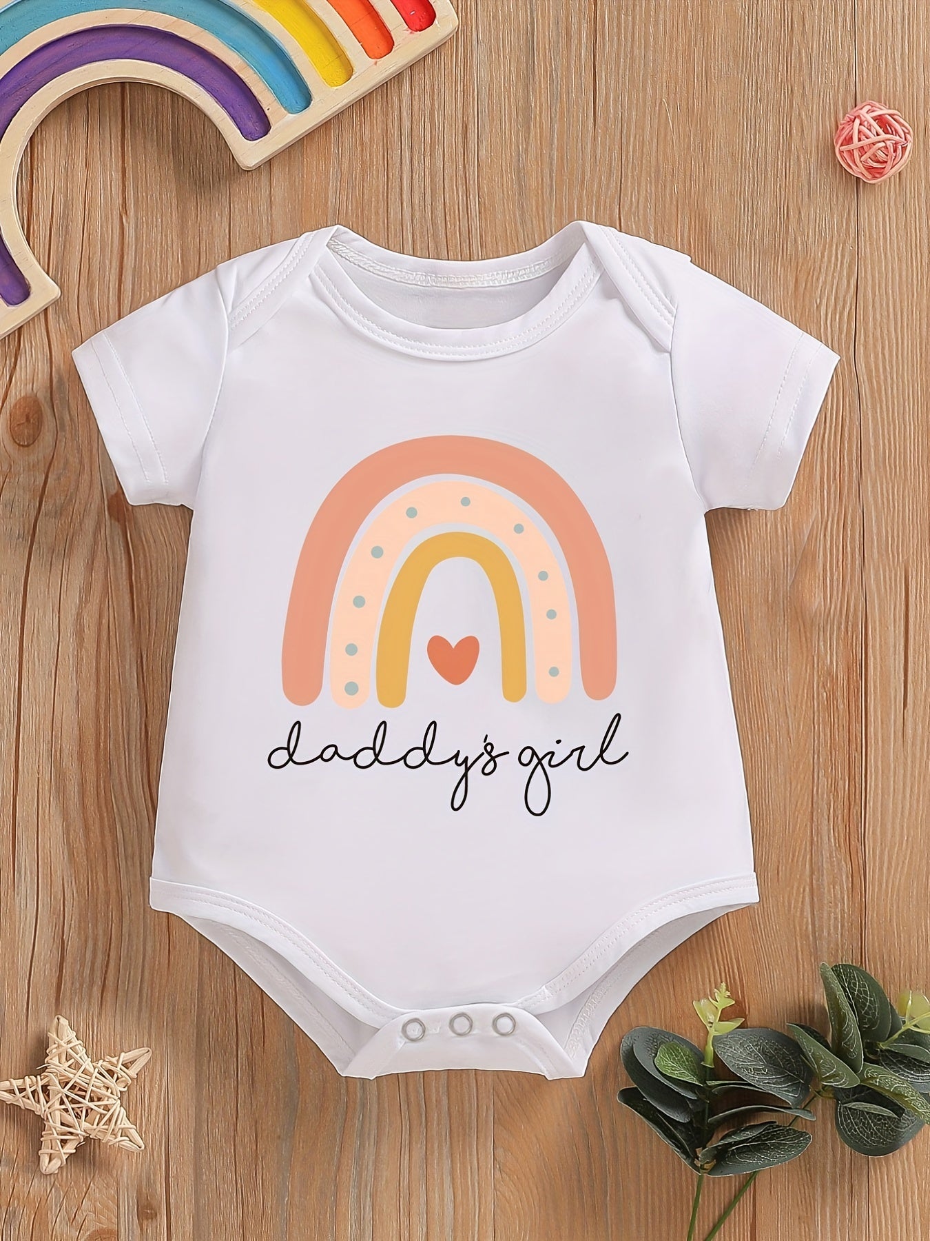 Baby Girls Casual Daddy s Girl Short Sleeve Round Neck Onesie Clothes