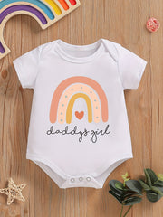 Baby Girls Casual Daddy s Girl Short Sleeve Round Neck Onesie Clothes