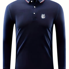 Dog Head Pattern Men's Long Sleeve Shirt