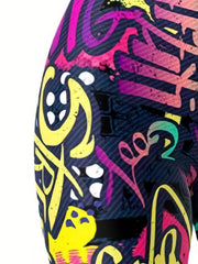 Graffiti Print High Rise Leggings