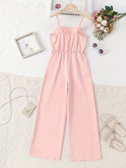 Girls' Vintage Elastic Waist Cami Jumpsuit for Holiday
