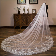 Floral Lace Edge Head Veil With Comb Wedding Bridal Hair Accessories
