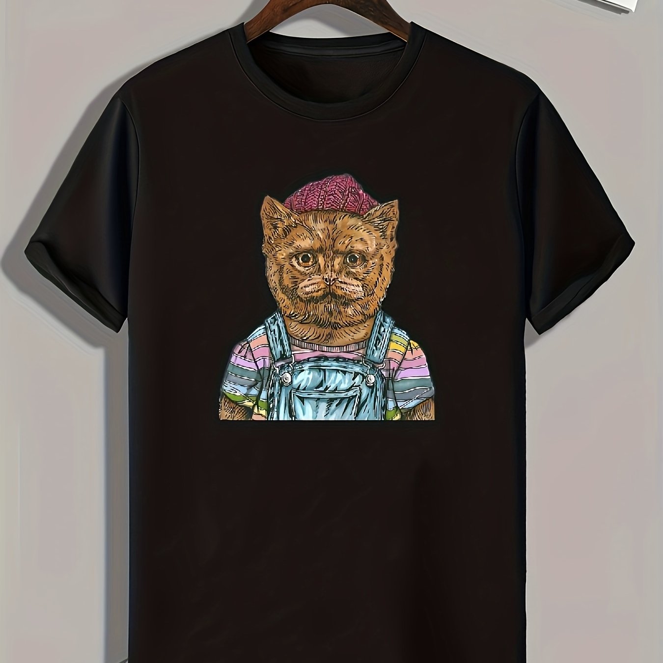 Bear Print Men's Graphic T-shirt Casual Comfy Tees for Summer
