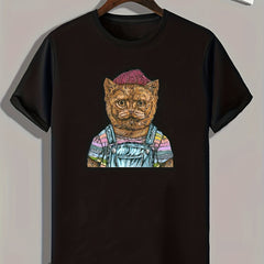 Bear Print Men's Graphic T-shirt Casual Comfy Tees for Summer