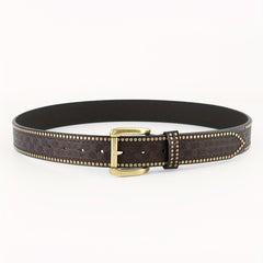 Men's Floral Pin Buckle Belt PU Leather Casual Jeans Pants Waist Strap