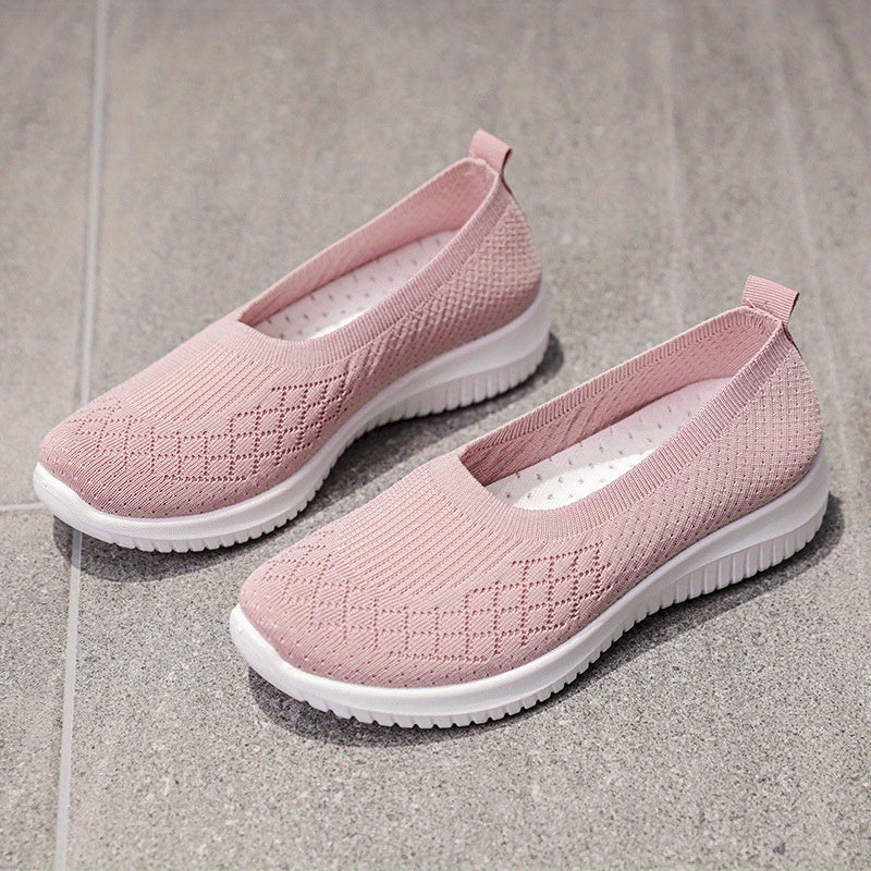 Women's Knitted Slip On Flat Shoes Soft Sole Lightweight Sock Shoes