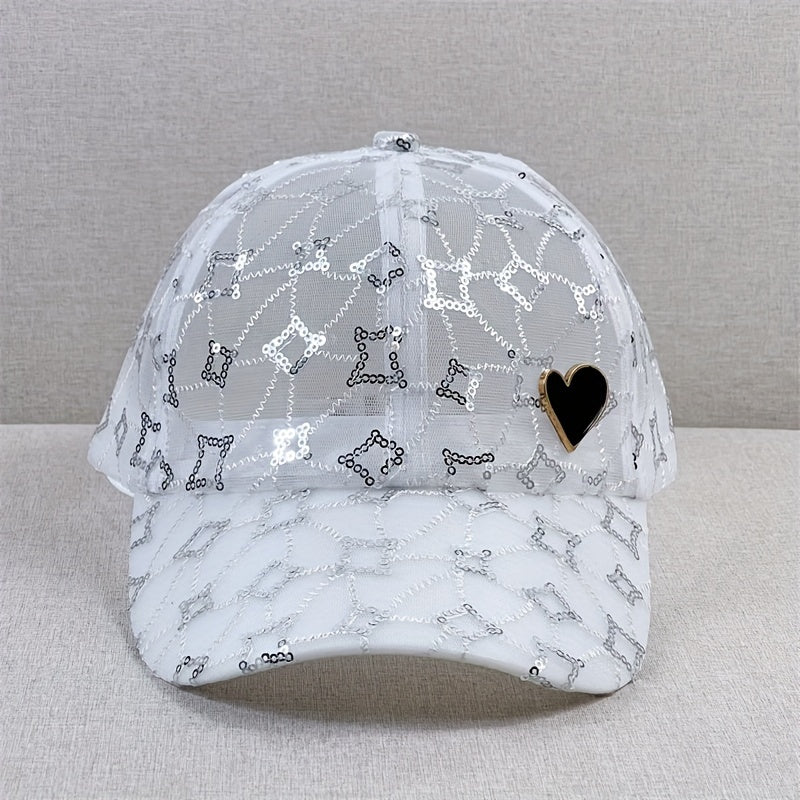 Mesh Breathable Sequin Baseball Cap Thin Sun Hat Lightweight Adjustable Dad Hats
