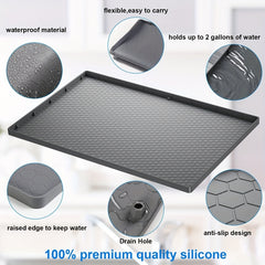 Waterproof Silicone Under Sink Mat with Drain Hole - Cabinet Tray Protector