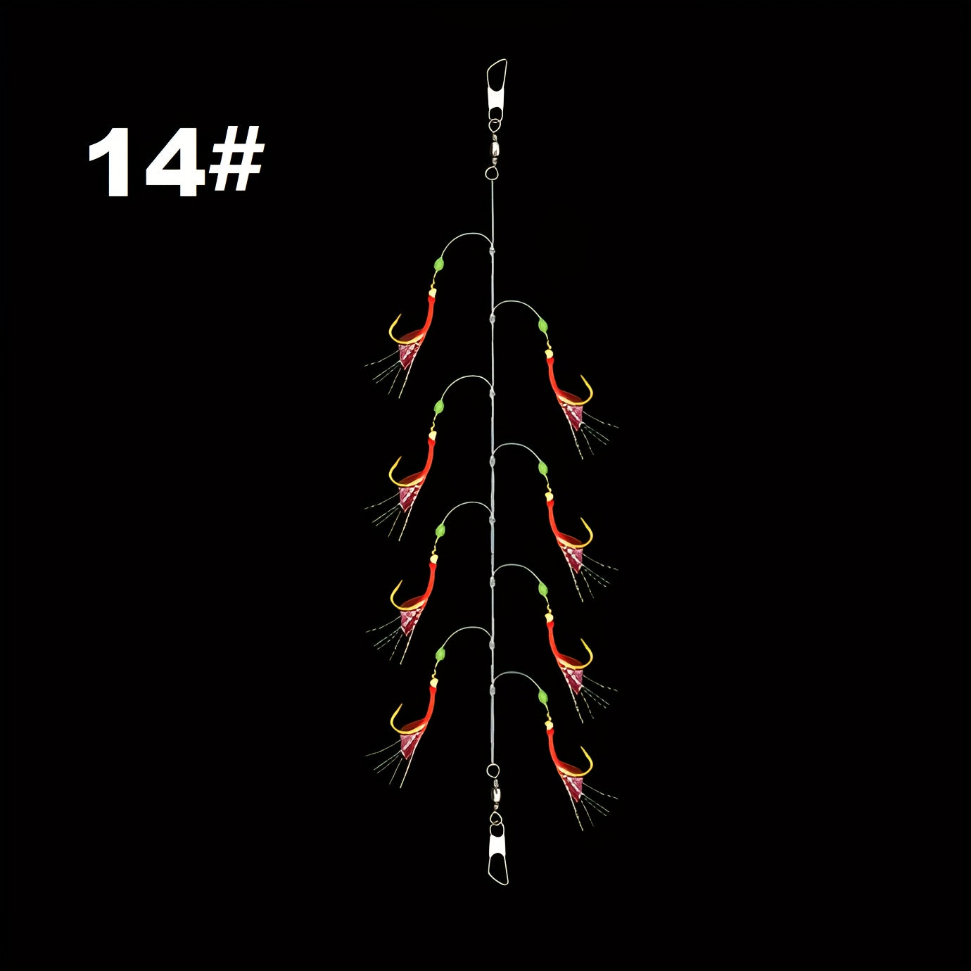 Luminous String Hook Fishing Set Golden Hooks With Line And Luminous Bead