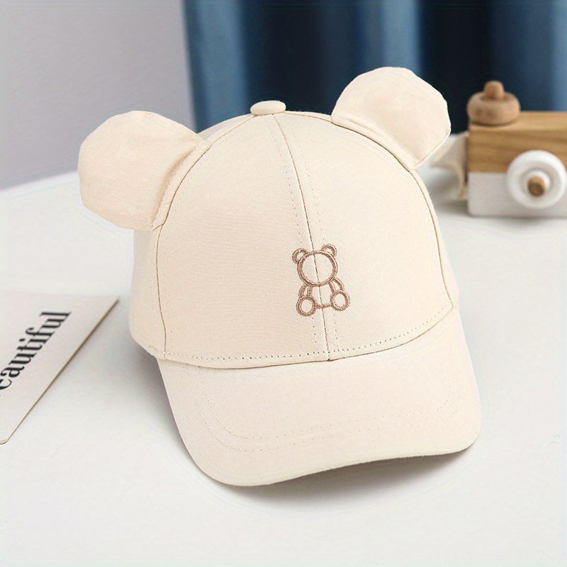 Kids' Bear Embroidered Sunshade Hat for Outdoor Activities