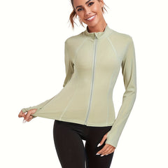 Sporty Jacket Women's Activewear Long Sleeves Full Zipper