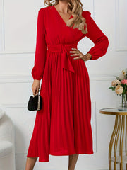 Lantern Sleeve Evening Formal Dress With Belt
