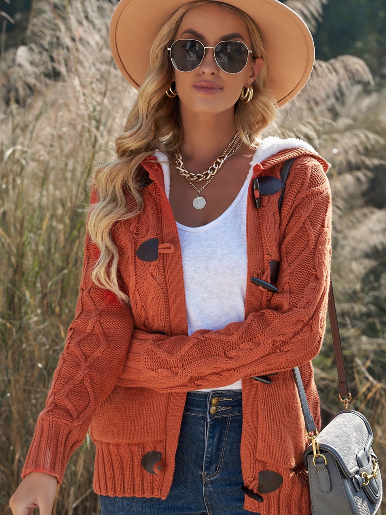 Women's Raw Hooded Flare Sweater Cardigan