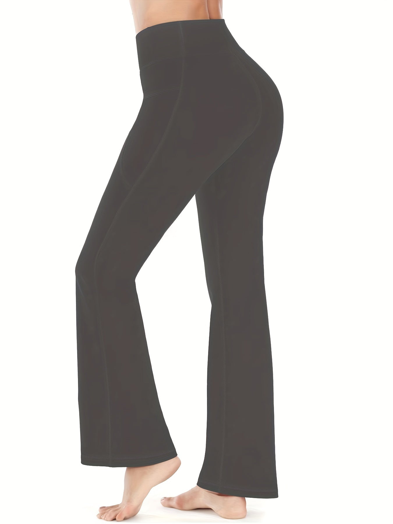Women's Flare Leggings With Pockets Bootcut Yoga Pants High Waist Tummy Control
