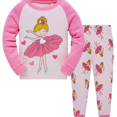 Girls Ballerina Cartoon Block Top & Pajama Pants Set