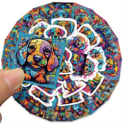 50 PCS Doodle Dog Stickers for Luggage Skateboard Phone Movable DIY Stickers