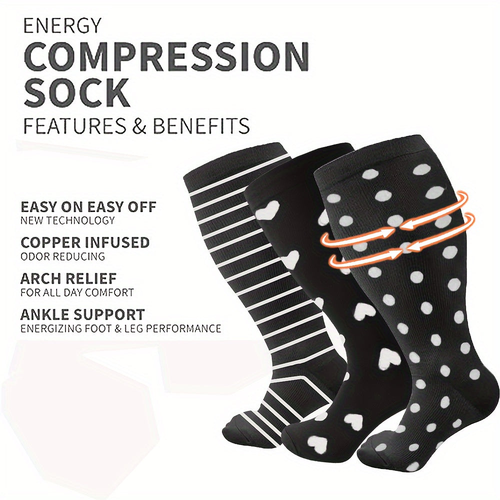 Compression Socks 15-20 mmHg Extra Wide Calf Knee High Stockings