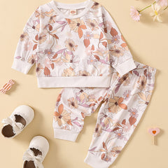 Baby Girls Floral Print Sweatshirt Top & Pants Set