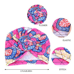 African Style Print Top Knot Girls Flower Baby Hat Bandana