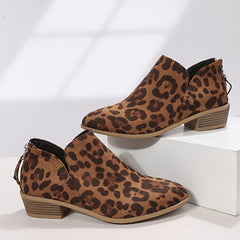 Women's Chunky Heel Ankle Boots Pointed Toe Slip On Booties