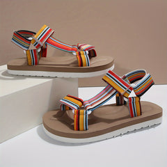 Colorful Stripes Women's Flat Sports Sandals Non-slip Outdoor Sandals