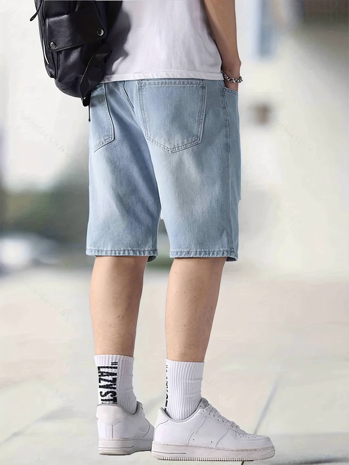 Men's Ripped Denim Shorts: Casual Street Style Distressed Denim Shorts