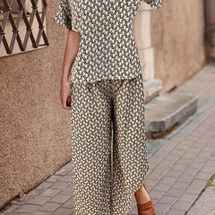 Two piece Set Short Sleeve Top & Wide Leg Pants Outfits
