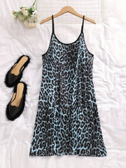 3 Pack Plus Size Sexy Nightdress Set Leopard Print Round Neck Contrast Trim
